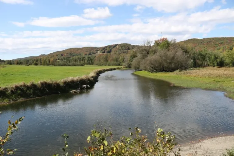 Un magnifique paysage au début de la saison d'automne, rivière Massawippi, Cantons de l'Est, Québec, Canada